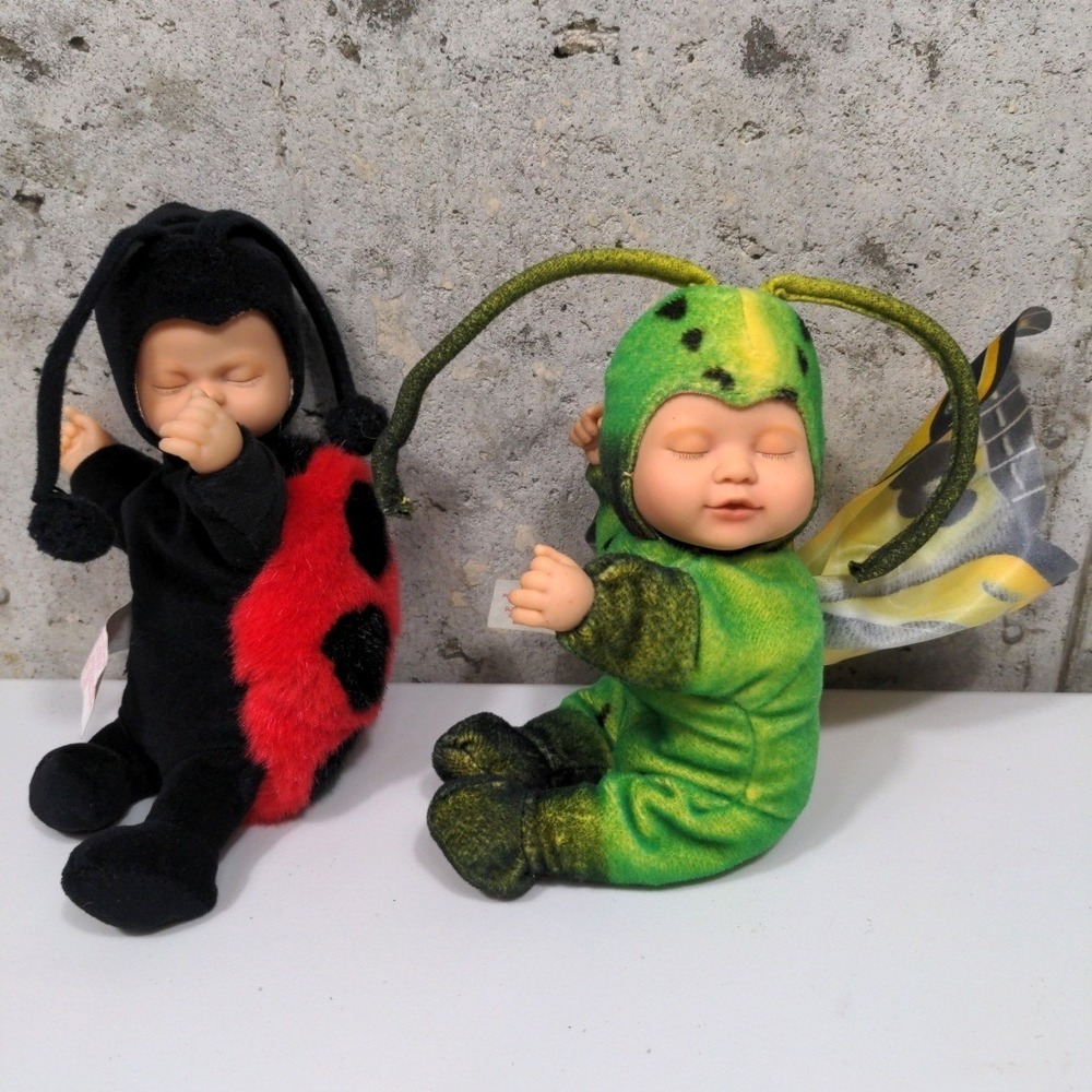 Anne Geddes Baby Doll Lot Butterfly Ladybug Plush 2001 2005 Unimax Vintage Toys